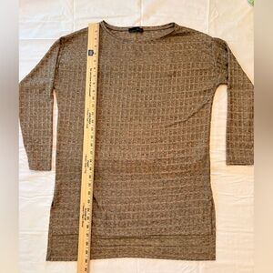 Zara W&B Textured Tan Long Sleeve Top